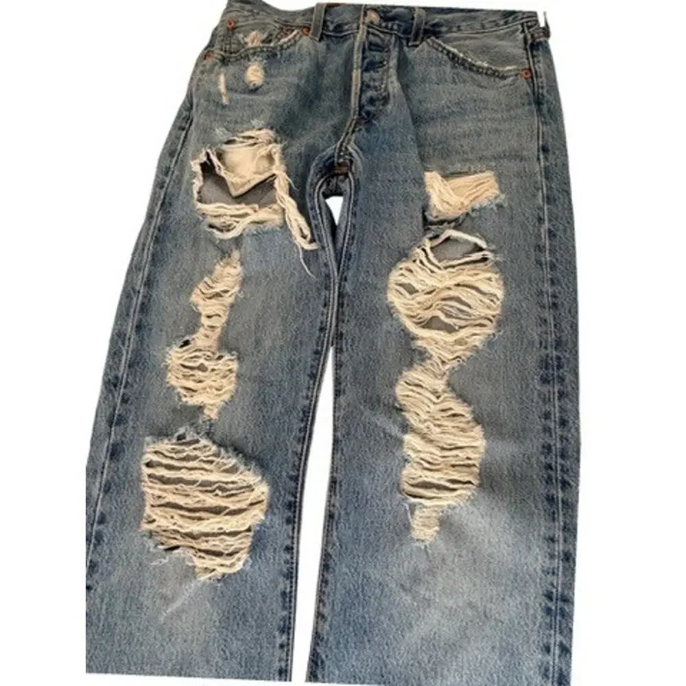 Levi's 501 Mens 30x30 Blue Distressed Ripped Jeans